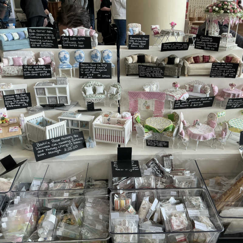 Specialising in handmade soft furnishings and miniature wooden furniture. Also small houses and beach huts.